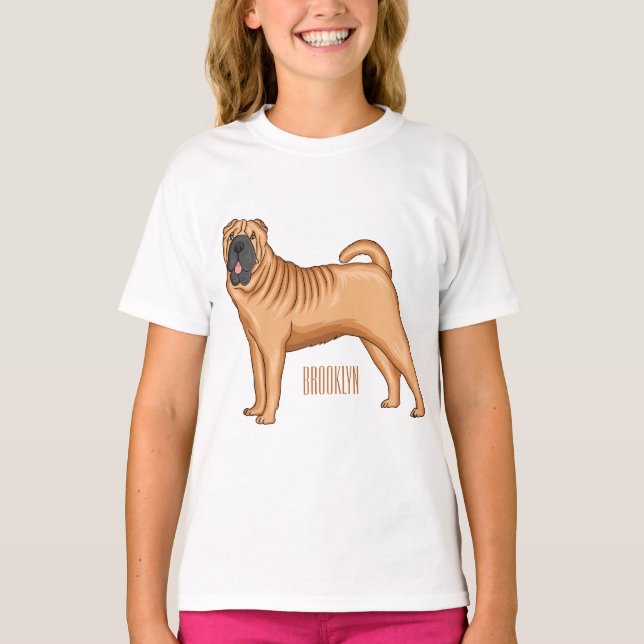 Chinese Shar-Pei dog cartoon illustration  T-Shirt (Front)