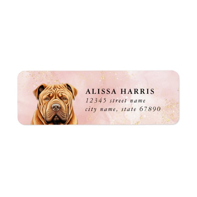 Chinese Shar Pei Dog Return Address Labels (Front)
