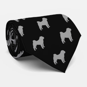 Chinese Shar Pei Dog Silhouettes Pattern Tie