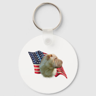 Chinese Shar-Pei Flag Key Ring