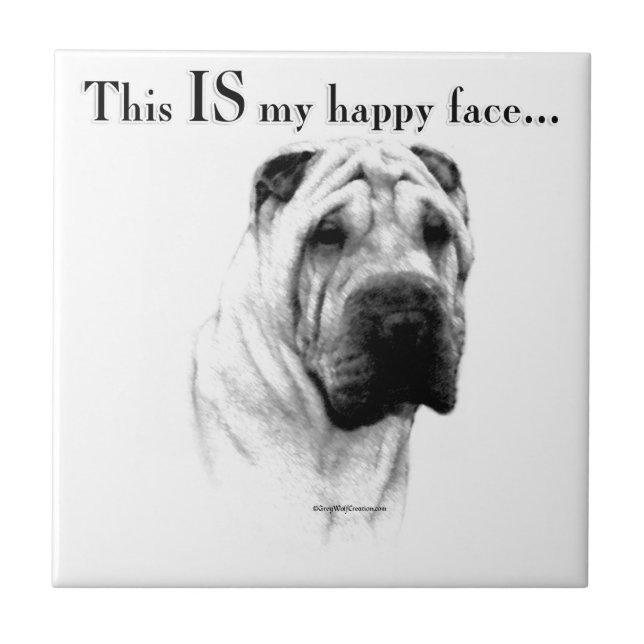 Chinese Shar Pei Happy Face Tile (Front)