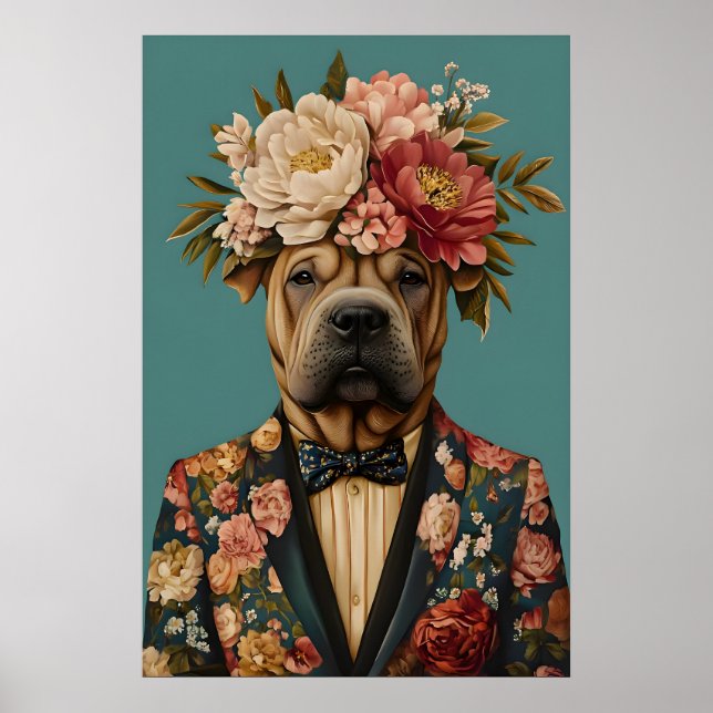 Chinese Shar Pei In Suit Poster, Shar Pei Poster (Front)