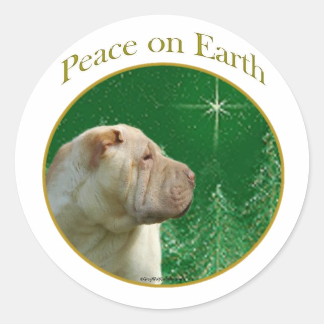 Chinese Shar-Pei Peace Classic Round Sticker (Front)