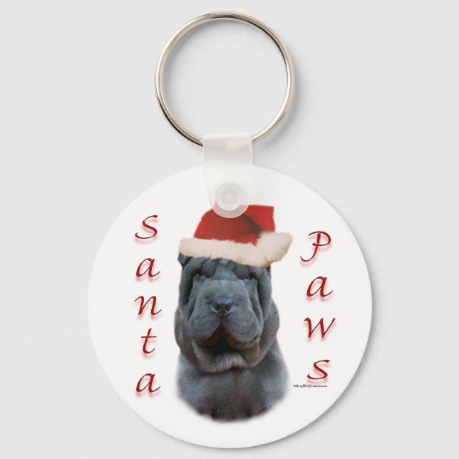 Chinese Shar-Pei Santa Paws Key Ring (Front)