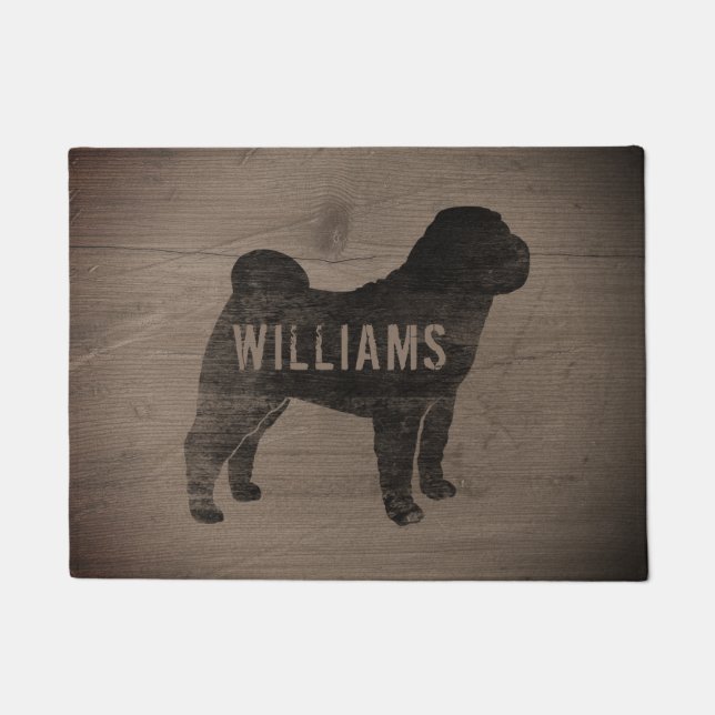 Chinese Shar-Pei Silhouette Personalised Dog Breed Doormat (Front)