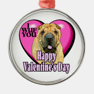 Chinese Shar-Pei Valentines Day Metal Tree Decoration