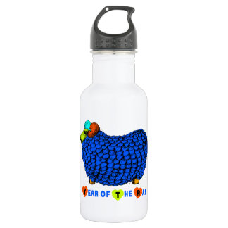 Chinese Sheep or Ram Year Blue water bottle 3