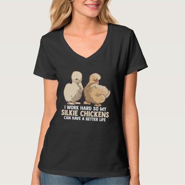 Chinese Silk Silkie Chicken Farmer Animal T-Shirt (Front)