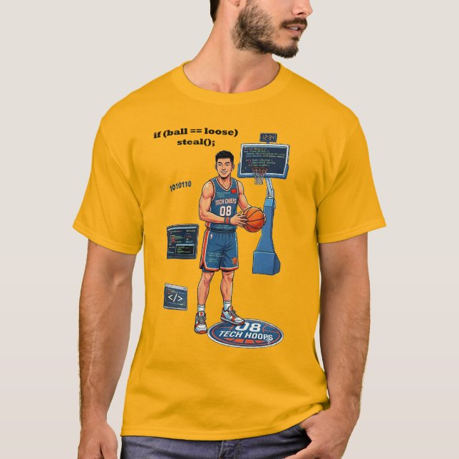 Chinese Software Engineer Playing Basketball URM T-Shirt (Front)