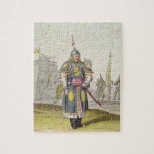 Chinese soldier in full battle dress, illustration jigsaw puzzle