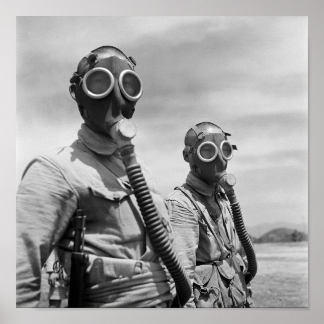 Chinese Soldiers Wearing Gas Masks -1944 Poster (Front)
