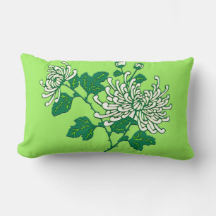 Chinese spider chrysanthemums - creamy white lumbar cushion