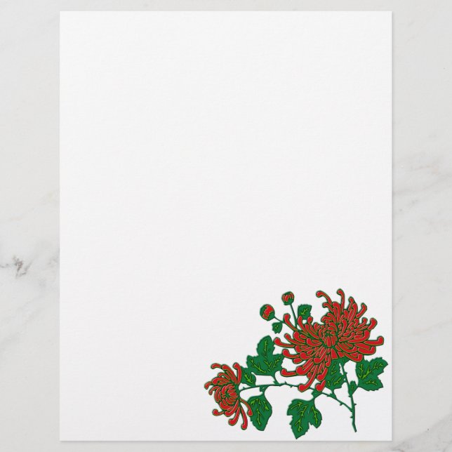 Chinese spider chrysanthemums, deep Chinese red (Front)