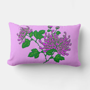 Chinese spider chrysanthemums - lavender lumbar cushion