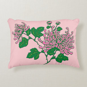 Chinese spider chrysanthemums - soft pink decorative cushion