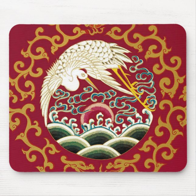 Chinese Stork & Dragon Design Mouse Pad (Front)