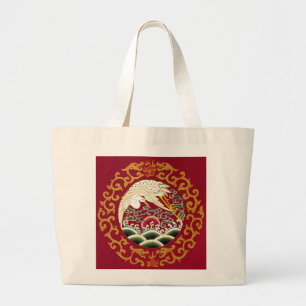 Chinese Stork & Dragon Large Tote Bag