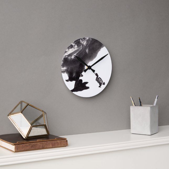 Chinese stucco art with duck round clock (Office)