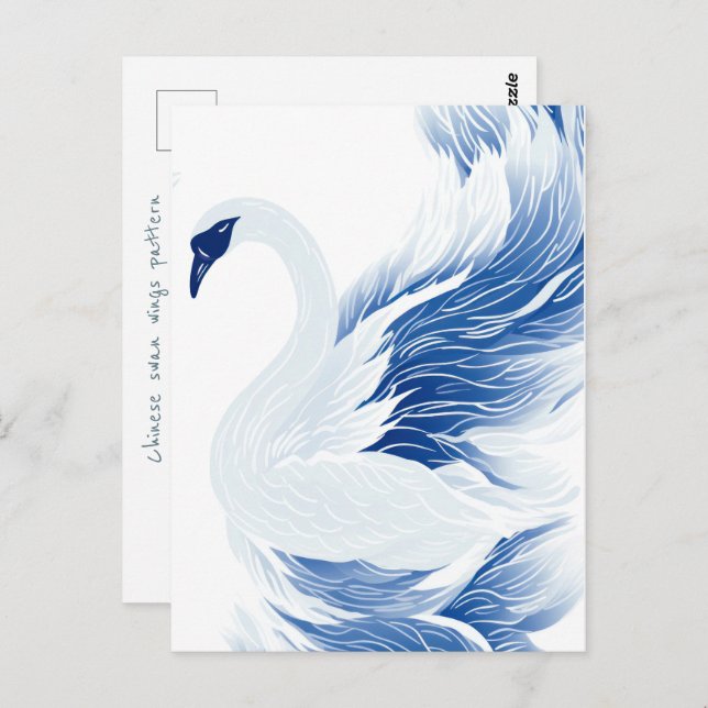 Chinese swan wings pattern postcard (Front/Back)