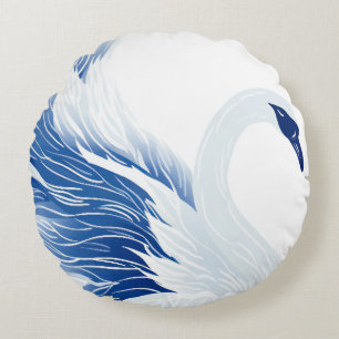 Chinese swan wings pattern round cushion
