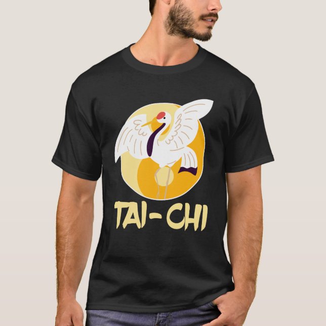 Chinese Tai Chi Yin Yang Crane Animal Sun T-Shirt (Front)