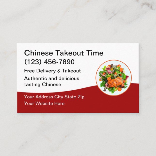 Chinese Takeout Asian Cuisine Restaurant Business Card (Front)