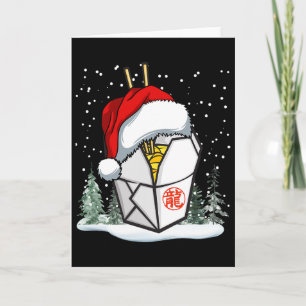 Chinese Takeout Box Santa Hat Graphic Card