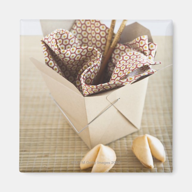 Chinese takeout container and fortune cookies magnet (Front)