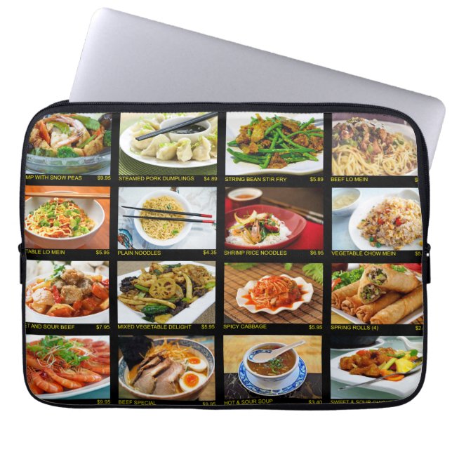 Chinese Takeout Restaurant Photo Menu Board Laptop Sleeve (Front)