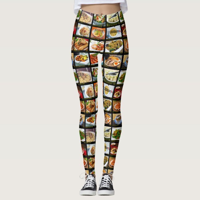 Chinese Takeout Restaurant Photo Menu Board  Leggings (Front)