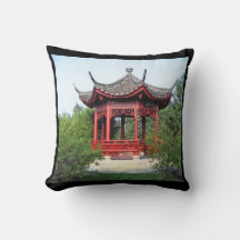 Chinese teahouse throw pillow