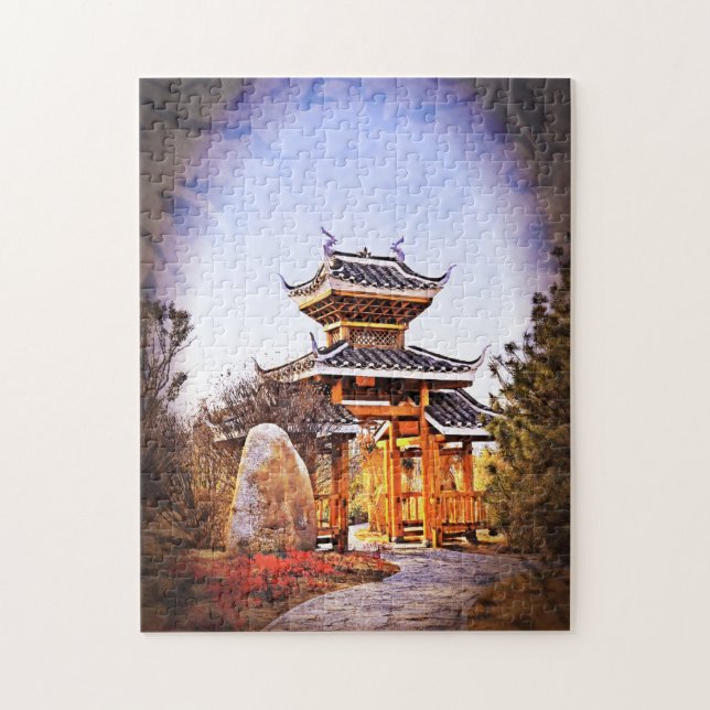 Chinese Temple Jigsaw Puzzle Design (Vertical)