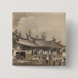 Chinese Temple, Singapore 15 Cm Square Badge