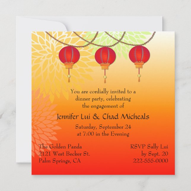 Chinese Themed Engagement Party Invitation (Front)
