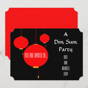 Chinese themed lantern dim sum party invitation