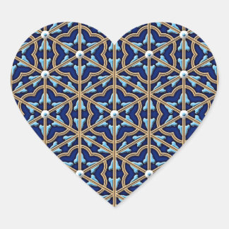Chinese tiled floral pattern heart sticker