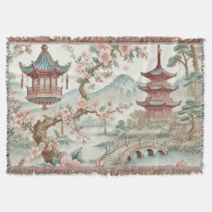 Chinese Toile Throw Blanket