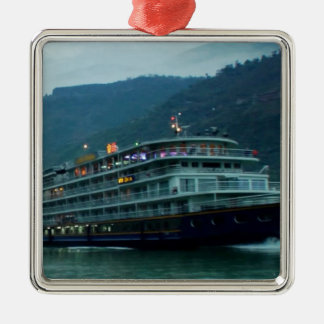 Chinese tourist boat in river Yangtz Metal Tree Decoration