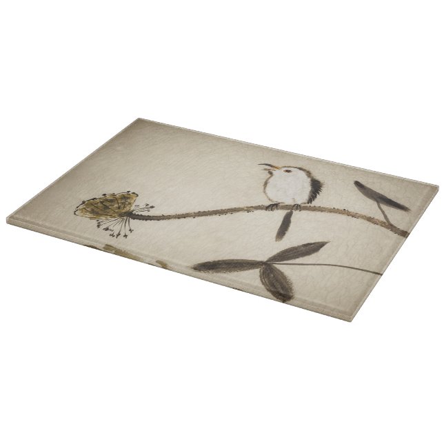 Chinese traditional ink painting with birds cutting board (Corner)