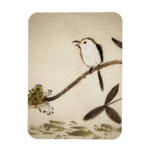 Chinese traditional ink painting with birds magnet