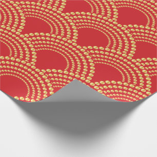 Chinese Traditional Red and Gold Ornament Wrapping Paper