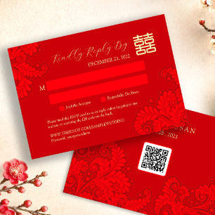 Chinese Traditional Wedding RSVP with QR Code