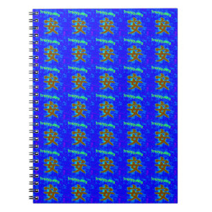 chinese tranquillity symbol on blue notebook