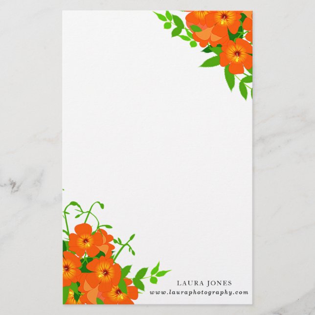 Chinese Trumpet Vine Stationery (Front)
