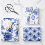 Chinese Vintage Blue and White Chinoiserie Floral Wrapping Paper Sheet<br><div class="desc">"Chinese Vintage Blue and White Chinoiserie Floral Wrapping Paper Sheets match wedding and bridal shower invitations suites."  Inspired by ancient Japanese and Chinese pottery patterns but hand painted in acrylic watercolor on canvas by internationally licensed artist and designer,  Audrey Jeanne Roberts,  copyright.</div>