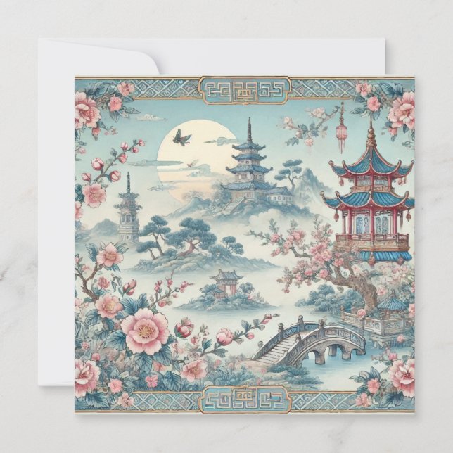 Chinese vintage blue Tile Card  (Front)