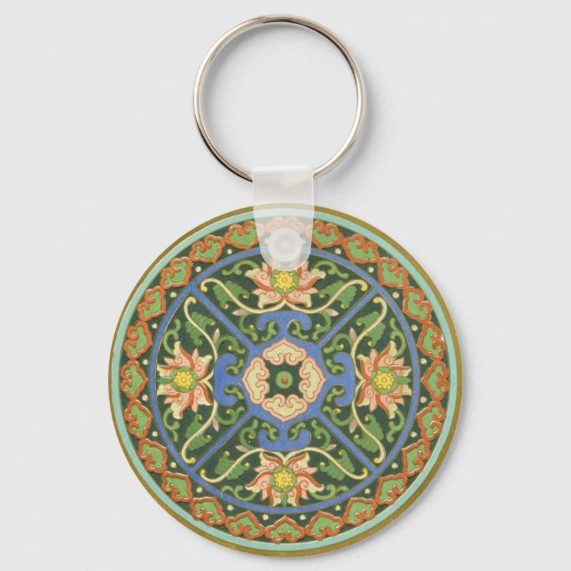 Chinese Vintage Pattern Cloisonne Key Ring (Front)