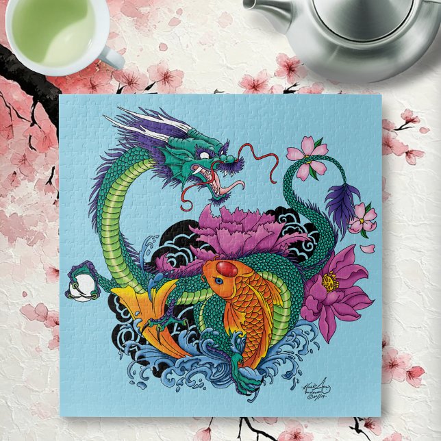 Chinese Water Dragon Koi Fish Jigsaw Puzzle (Creator Uploaded)