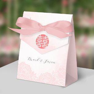 Chinese Watercolor Peonies Wedding Favour Box