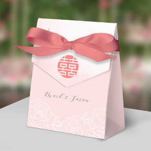 Chinese Watercolor Peonies Wedding Favour Box